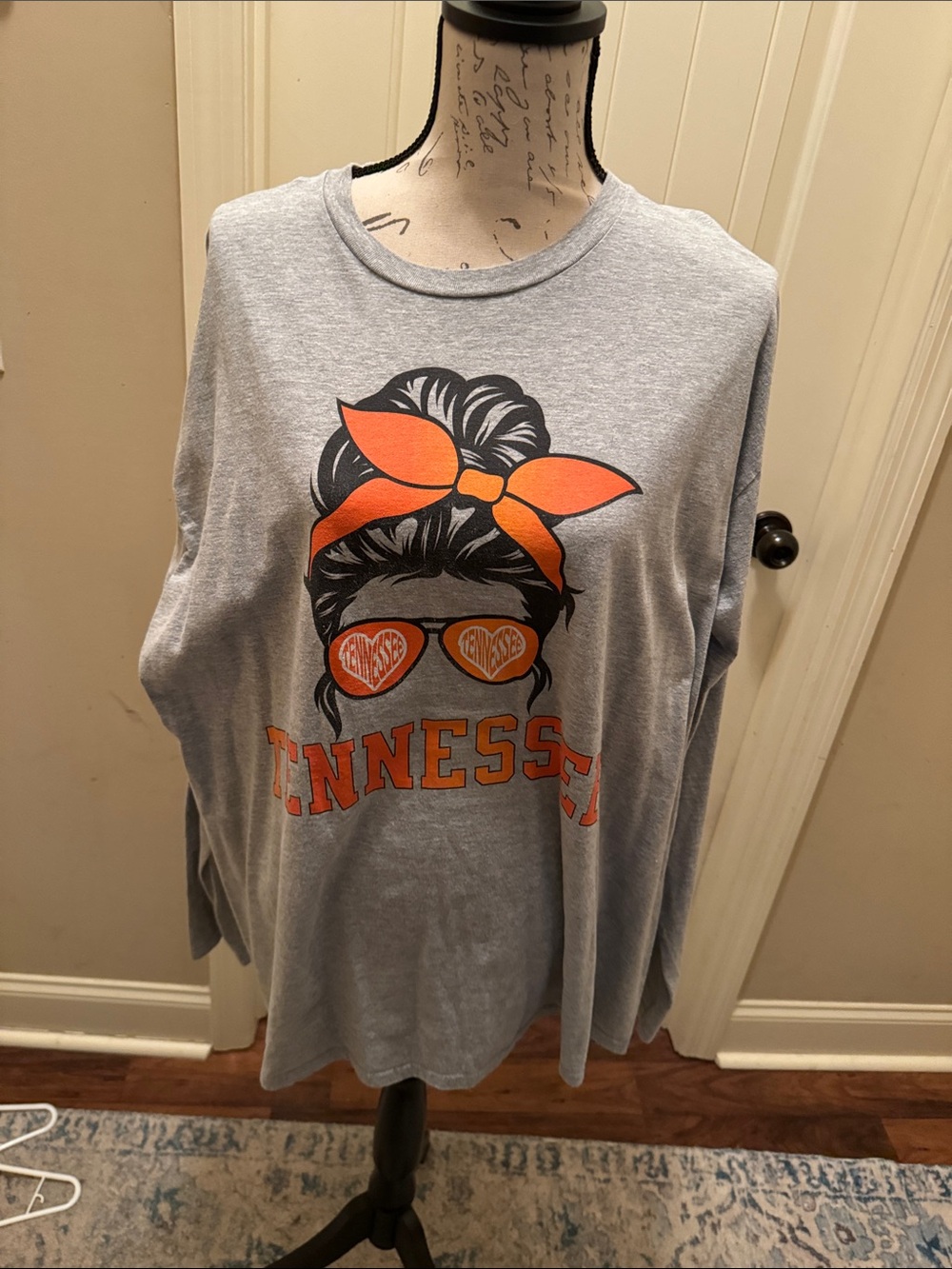 Port and Company Gray Long Sleeve Tee with Orange Graphic - Tennessee